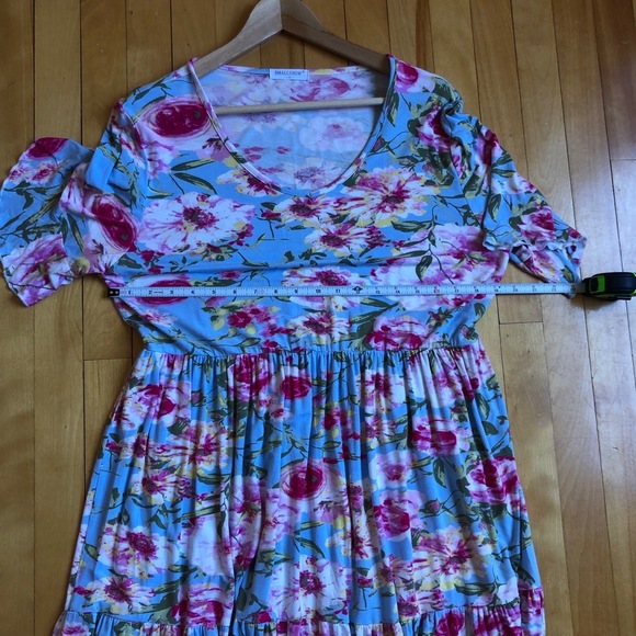 SMALLSHOW Maternity Dress Womens Size XL Blue Floral Flared Sleeve Flowy Casual - Picture 9 of 9